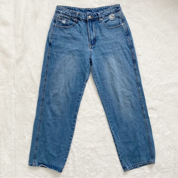 SHEIN | Blue high waisted straight leg jeans - Picture 2 of 7